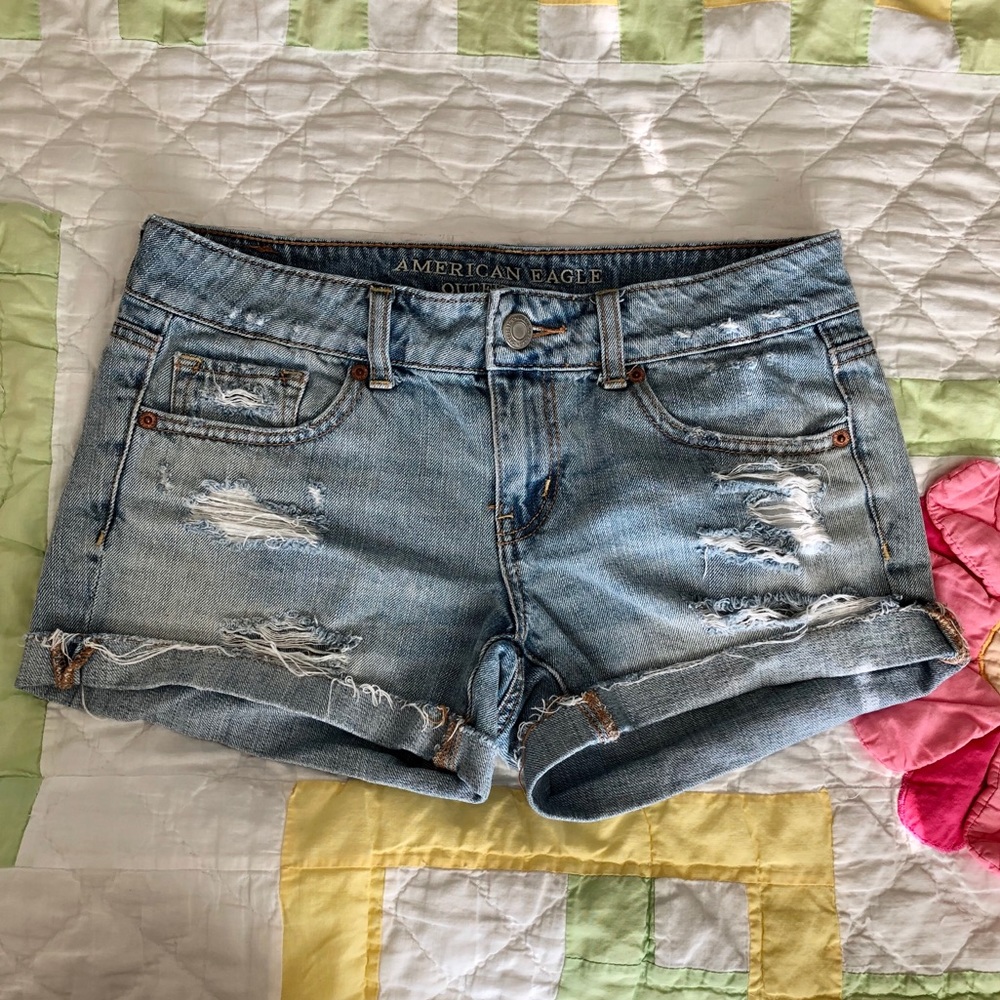 American Eagle distressed denim shorts